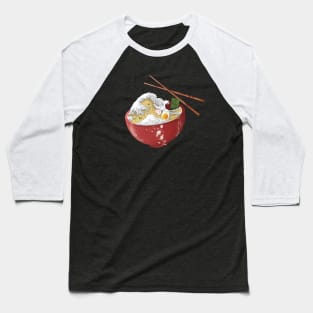 Great ramen noodle wave with kawaii egg - vintage comic funny japanese food | Foodie Baseball T-Shirt